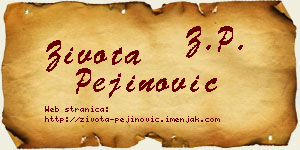 Života Pejinović vizit kartica